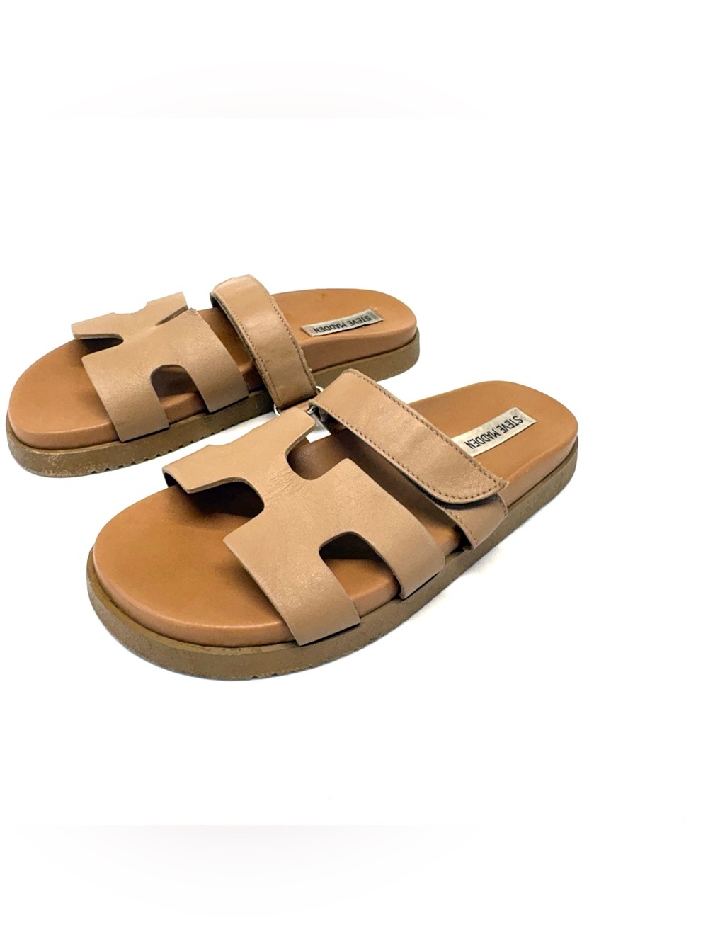 Steve Madden Tan Leather Slide Sandals Size 7